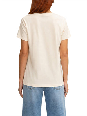 GUESS 1 USCITA T-Shirt Guess Snake Script Rhinestone - Cream White