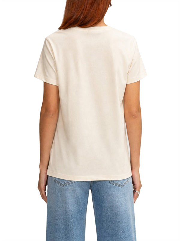 GUESS 1 USCITA T-Shirt Guess Snake Script Rhinestone - Cream White
