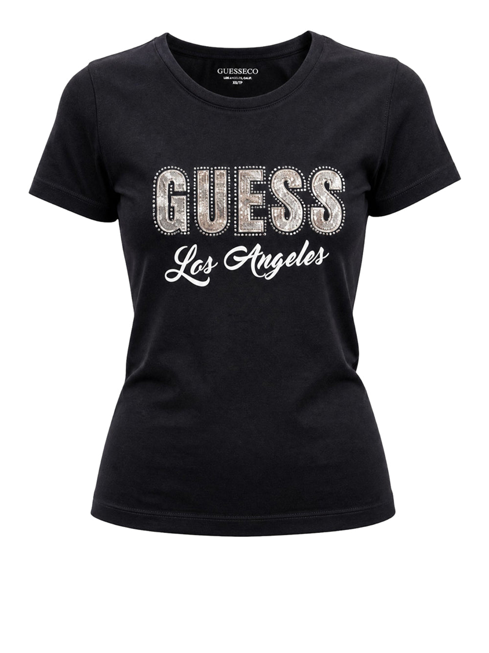 GUESS 1 USCITA T-Shirt Guess Snake Script Rhinestone - Nero