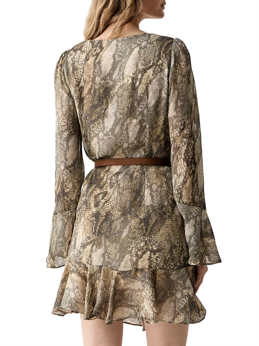 GUESS 1 USCITA Abito Guess Ls Emy Belted Pitonato - Verde Militare