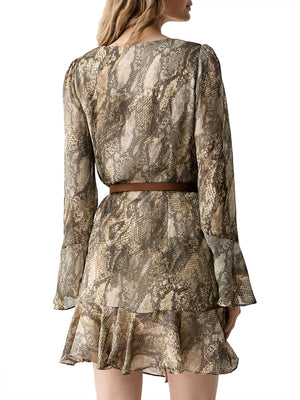GUESS 1 USCITA Abito Guess Ls Emy Belted Pitonato - Verde Militare