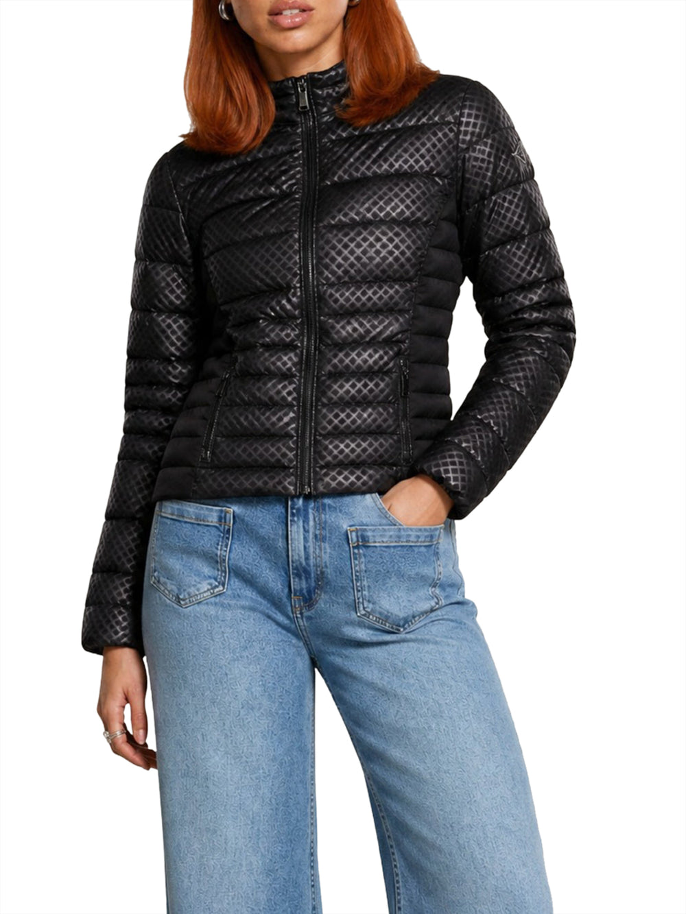 GUESS 1 USCITA Giubbotto Guess New Vona Block Embossed - Nero