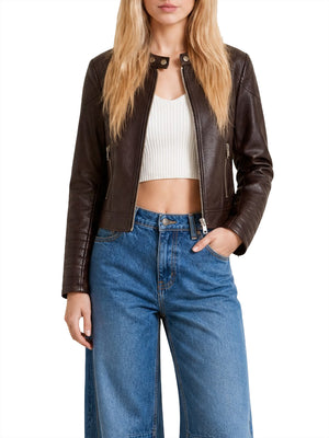 GUESS 1 USCITA Giubbino In Pelle Guess Marlene Caribou Moto - Marrone