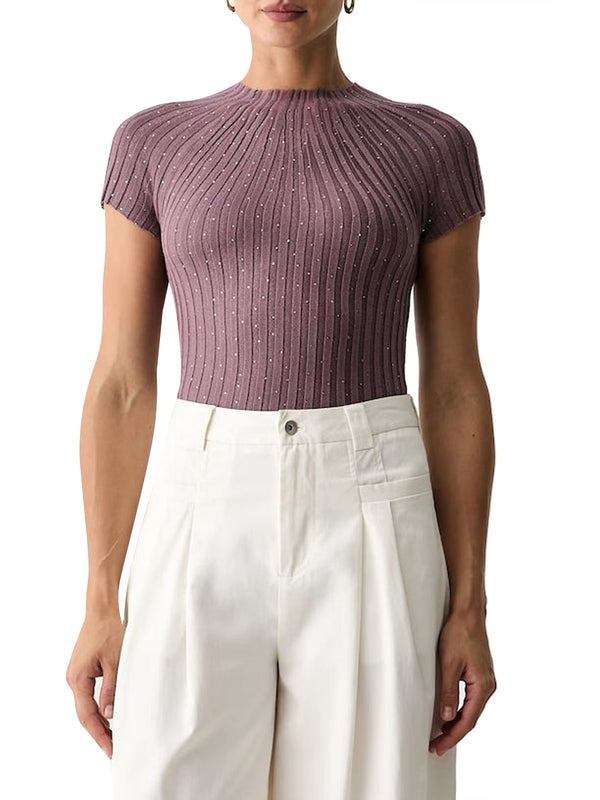 GUESS 1 USCITA T-Shiert Guess Ss Sheer Yoke Cn Perilla Ribbe - Viola