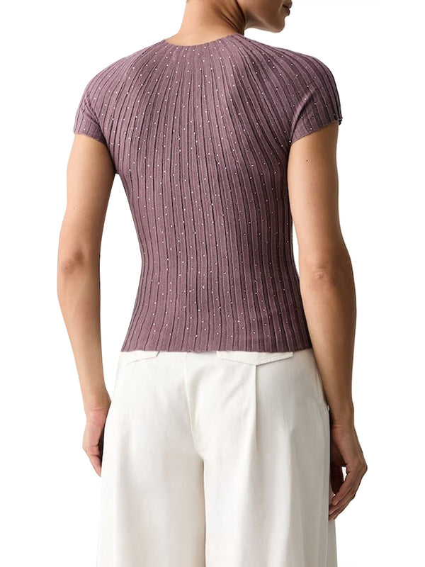 GUESS 1 USCITA T-Shiert Guess Ss Sheer Yoke Cn Perilla Ribbe - Viola