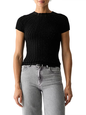 GUESS 1 USCITA T-Shirt Guess Ss Sheer Yoke Cn Perilla Ribbe - Nero
