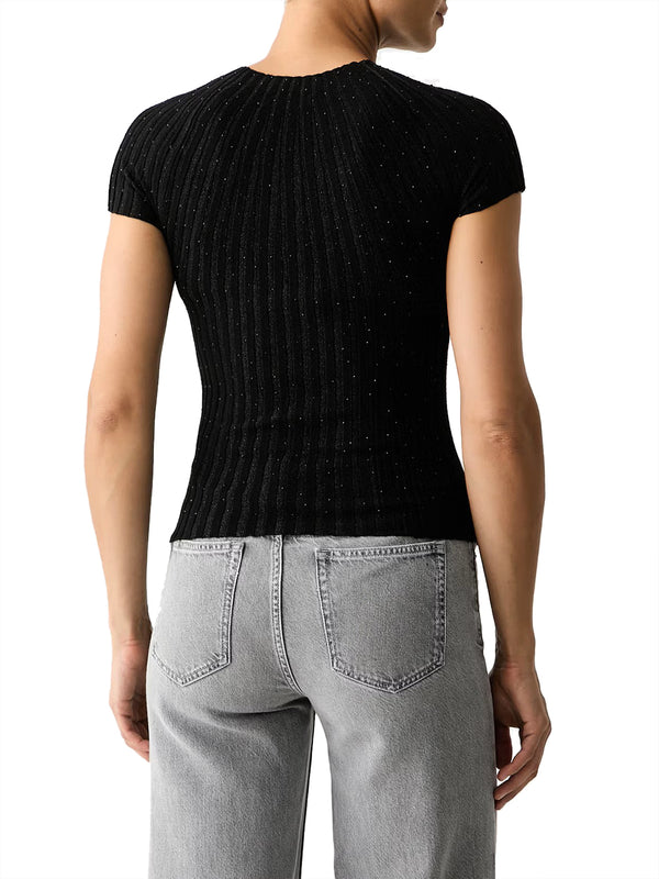 GUESS 1 USCITA T-Shirt Guess Ss Sheer Yoke Cn Perilla Ribbe - Nero