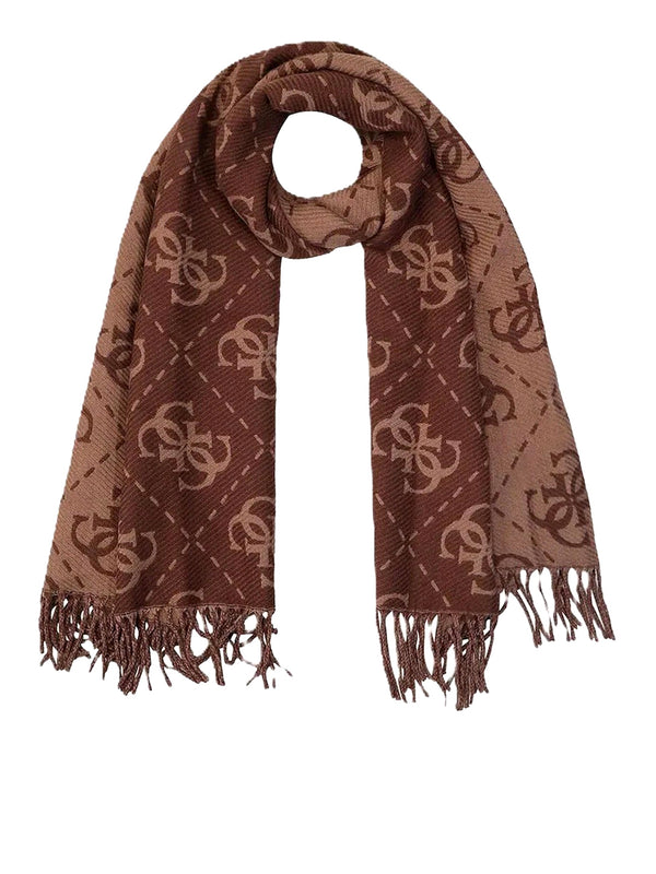 GUESS 2 USCITA Sciarpa Nolana 4G Logo Guess - Marrone