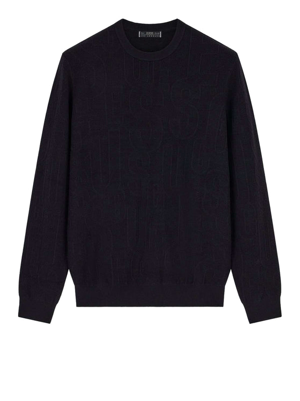 GUESS 2 USCITA Maglia Guess Nestor Cn Allover Logo Swtr- Nero