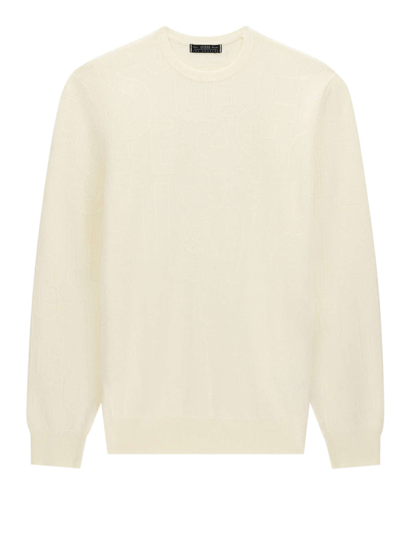 GUESS 2 USCITA Maglia Guess Nestor Cn Allover Logo Swtr- Avorio