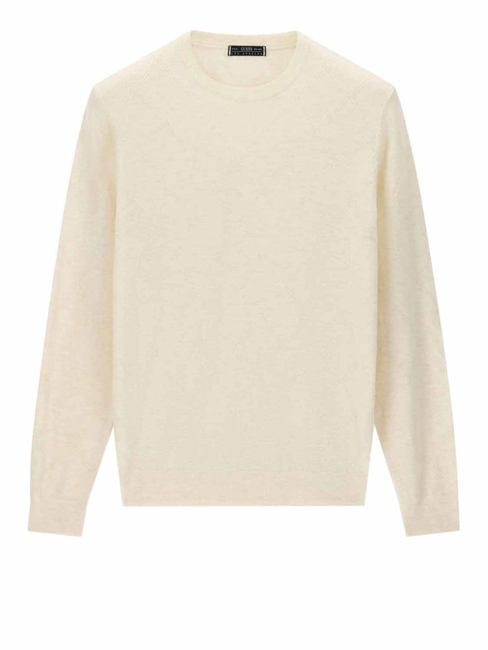 GUESS 2 USCITA Felpa Guess Nial Cn Ls Diamond Stitch - Bianco
