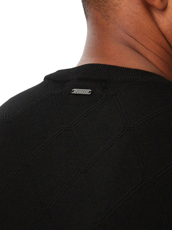 GUESS 2 USCITA Felpa Girocollo Guess Nial Cn Ls Diamond Stitch Swtr - Nero