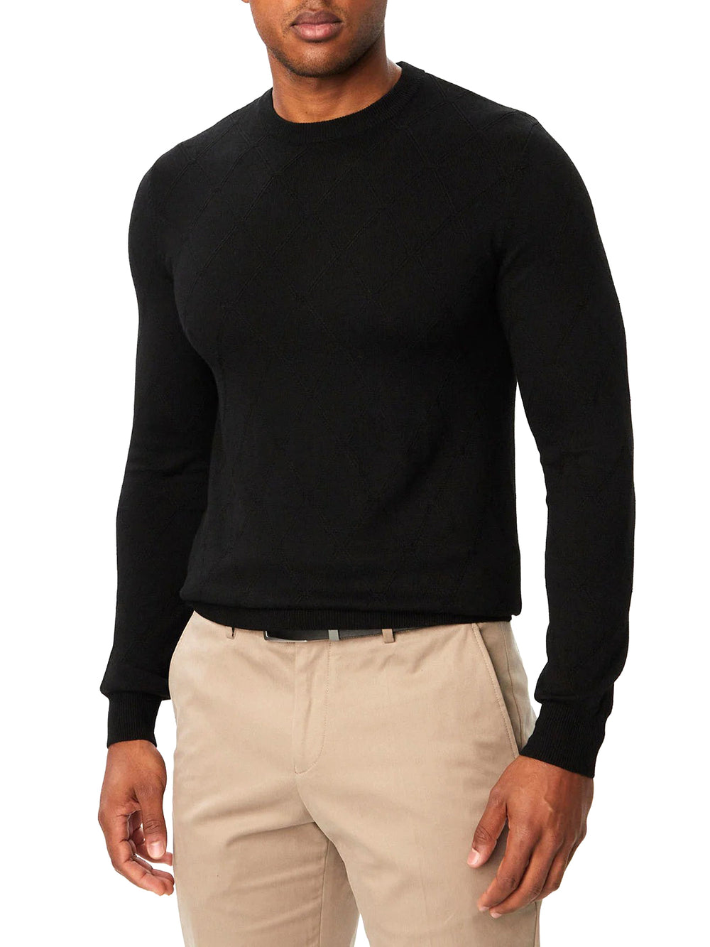 Guess Felpa Girocollo Guess Nial Cn Ls Diamond Stitch Swtr - Nero