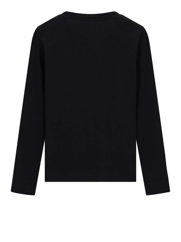 GUESS 2 USCITA T-Shirt Guess Ls Cn 4G Round Crystals Logo - Nero