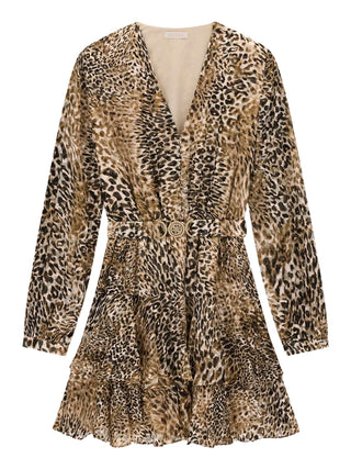 GUESS 2 USCITA Abito Guess Clarisse Belted Flare - Leopard