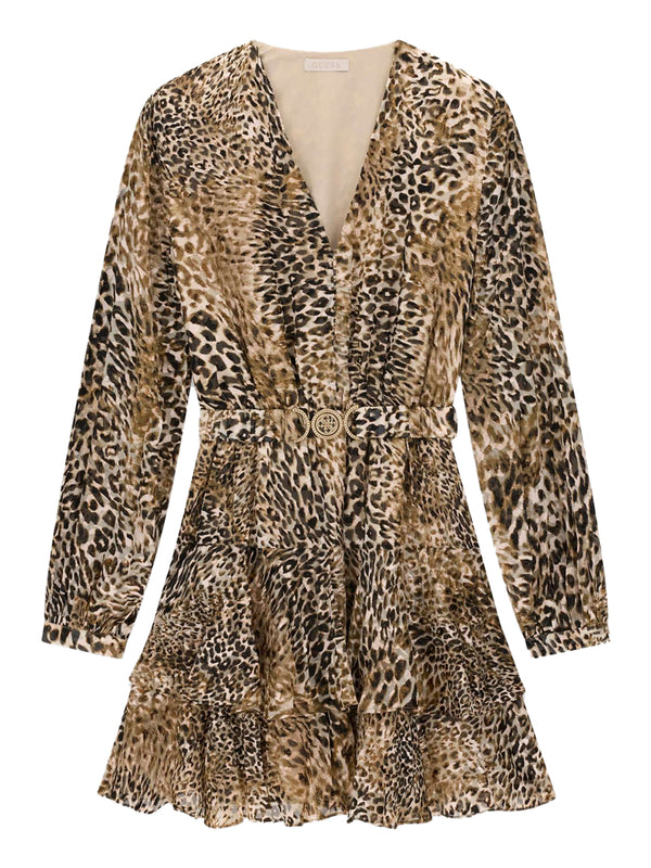 GUESS 2 USCITA Abito Guess Clarisse Belted Flare - Leopard