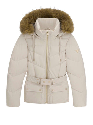 GUESS 2 USCITA Giubbotto New Fatema Short Belted Puffer - Cream