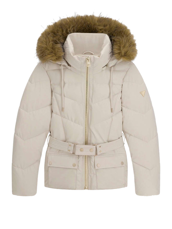 GUESS 2 USCITA Giubbotto New Fatema Short Belted Puffer - Cream