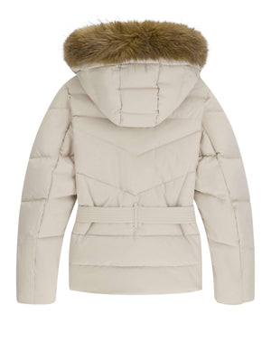GUESS 2 USCITA Giubbotto New Fatema Short Belted Puffer - Cream