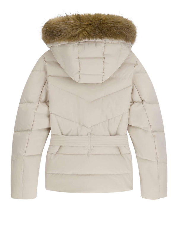 GUESS 2 USCITA Giubbotto New Fatema Short Belted Puffer - Cream