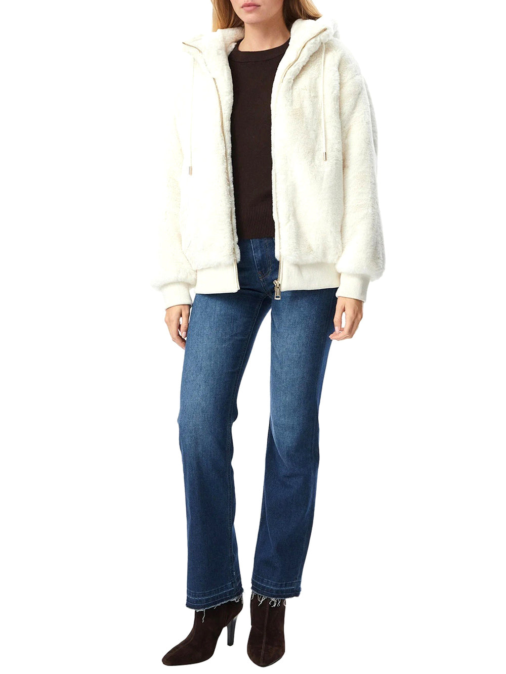 GUESS 2 USCITA Giacca New Lucrezia Faux Fur Logo Jac Guess - Bianco Crema