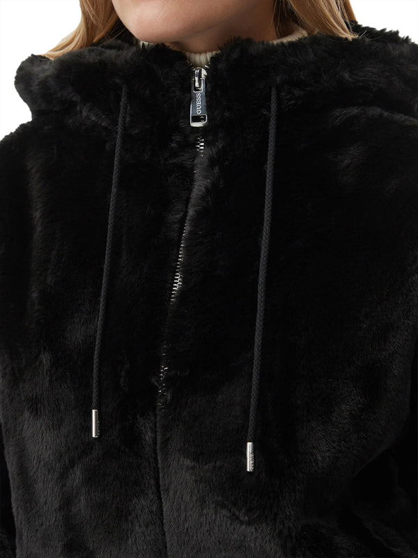 GUESS 2 USCITA Giacca New Lucrezia Faux Fur Logo Jac Guess - Nero
