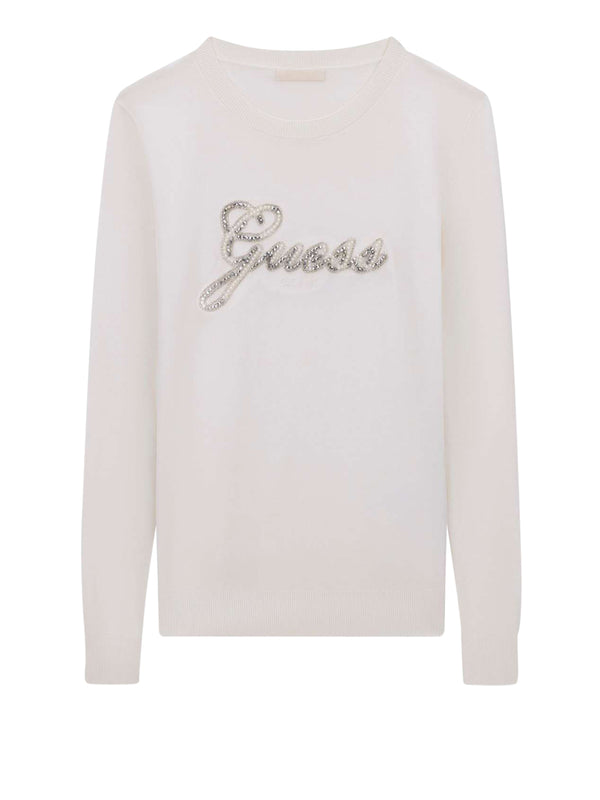 GUESS 2 USCITA T-Shirt Guess Ls Cn Georgia Logo Swtr - Bianco