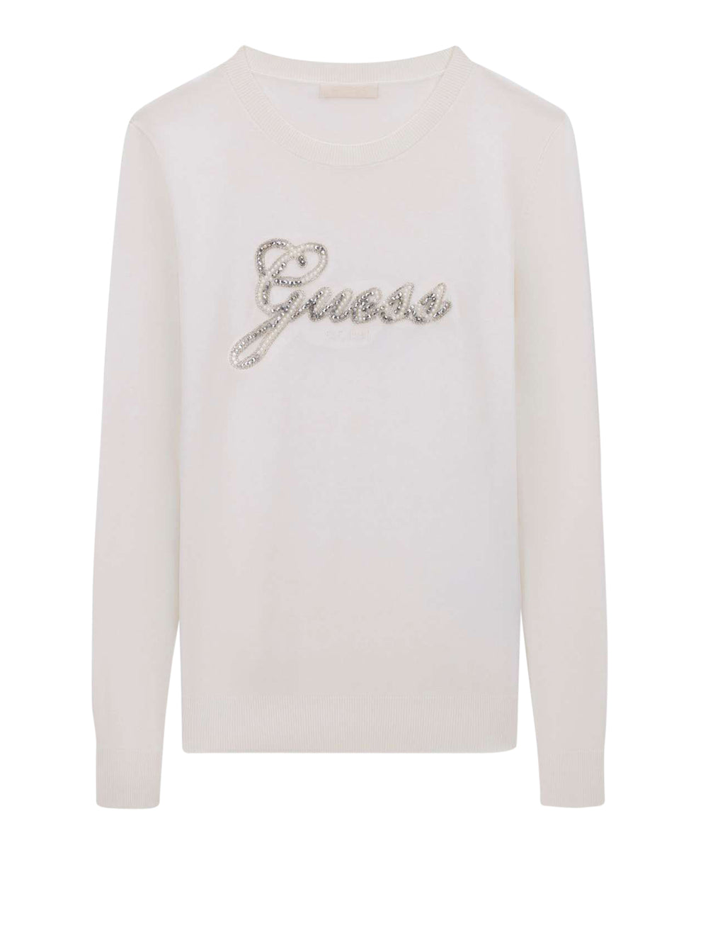 GUESS 2 USCITA T-Shirt Guess Ls Cn Georgia Logo Swtr - Bianco