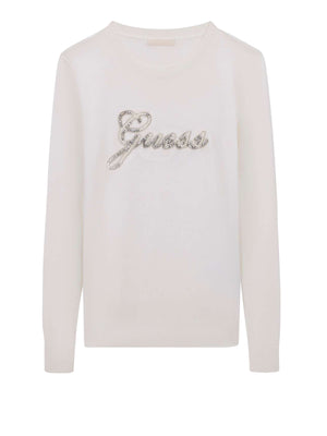 GUESS 2 USCITA T-Shirt Guess Ls Cn Georgia Logo Swtr - Bianco