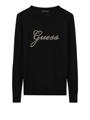 GUESS 2 USCITA T-Shirt Guess Ls Cn Georgia Logo Swtr - Nero