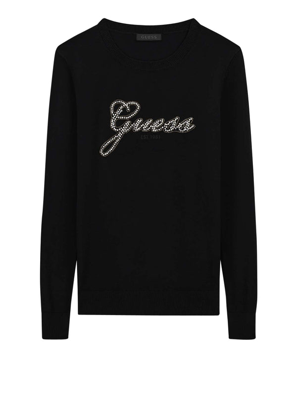 GUESS 2 USCITA T-Shirt Guess Ls Cn Georgia Logo Swtr - Nero