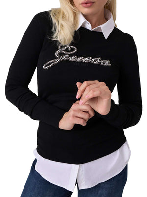 GUESS 2 USCITA T-Shirt Guess Ls Cn Georgia Logo Swtr - Nero
