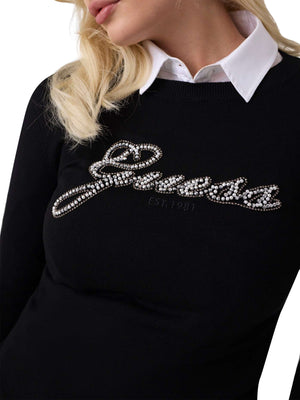 GUESS 2 USCITA T-Shirt Guess Ls Cn Georgia Logo Swtr - Nero