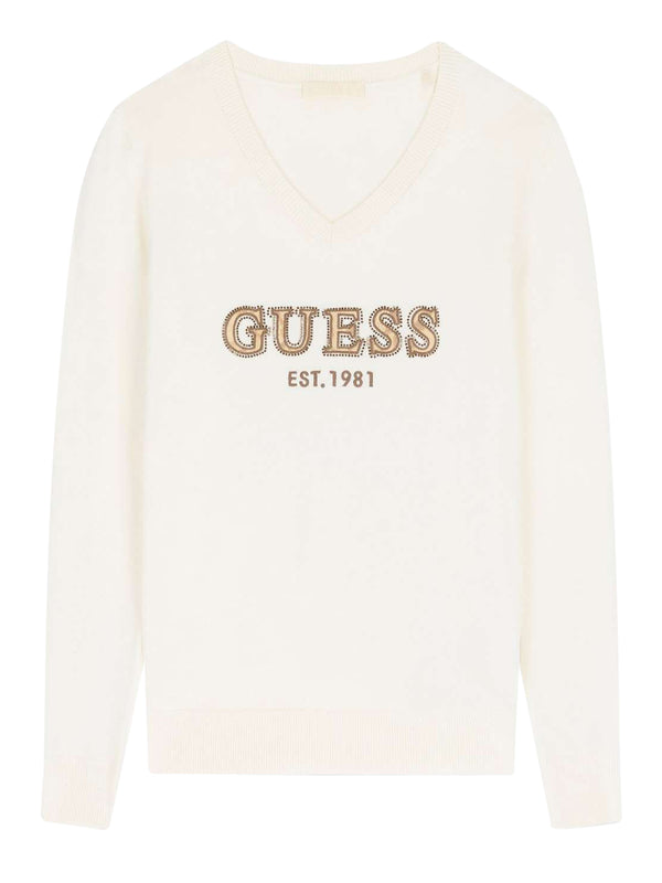 GUESS 2 USCITA Felpa Guess Ls Vn Hannah Logo Swtr - Bianco