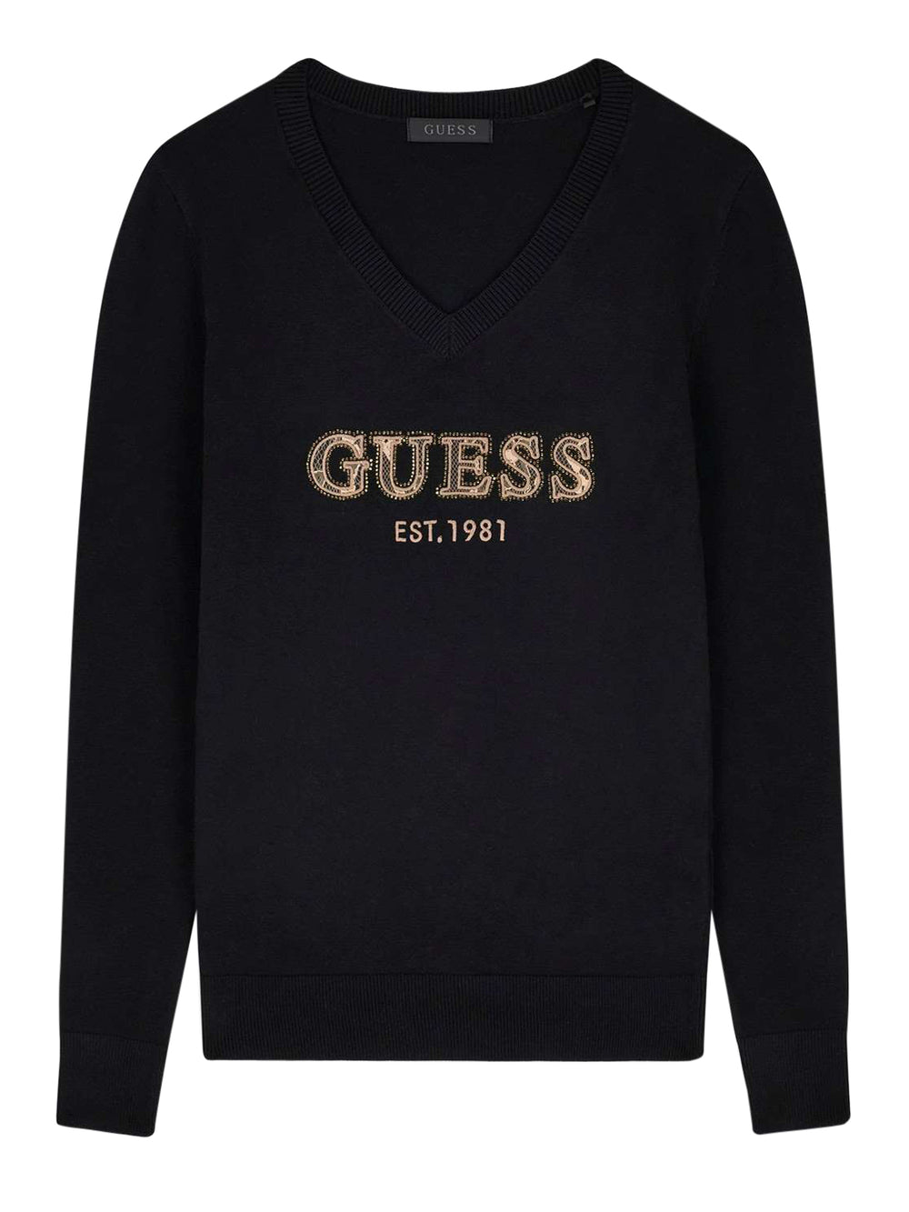 GUESS 2 USCITA Felpa Guess Ls Vn Hannah Logo Swtr - Nero