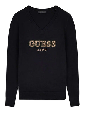 GUESS 2 USCITA Felpa Guess Ls Vn Hannah Logo Swtr - Nero