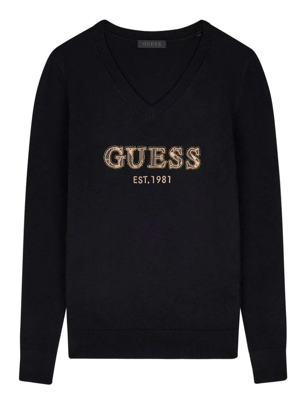 GUESS 2 USCITA Felpa Guess Ls Vn Hannah Logo Swtr - Nero