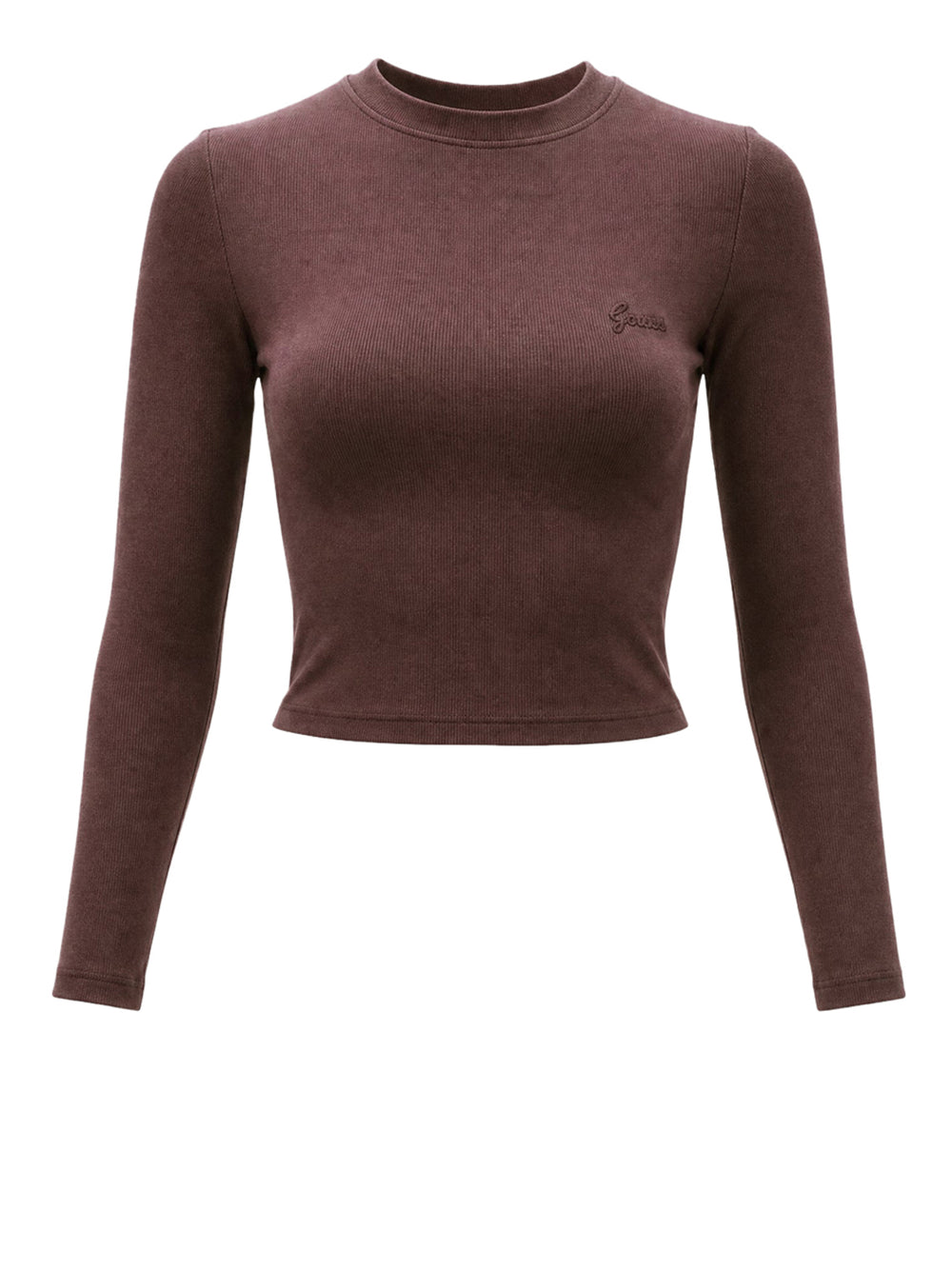 GUESS ATHLEISURE 1 USCITA Top Guess Logo Frontale Cherry Brown