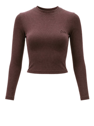 GUESS ATHLEISURE 1 USCITA Top Guess Logo Frontale Cherry Brown