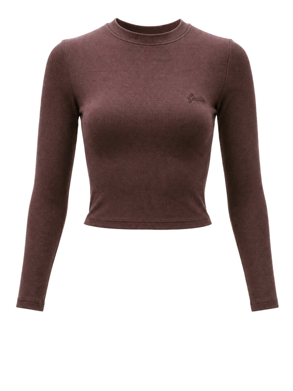 GUESS ATHLEISURE 1 USCITA Top Guess Logo Frontale Cherry Brown