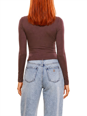 GUESS ATHLEISURE 1 USCITA Top Guess Logo Frontale Cherry Brown