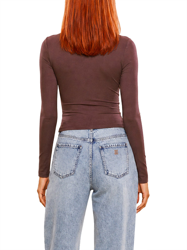 GUESS ATHLEISURE 1 USCITA Top Guess Logo Frontale Cherry Brown