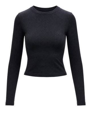 GUESS ATHLEISURE 1 USCITA Top Guess Logo Frontale Black
