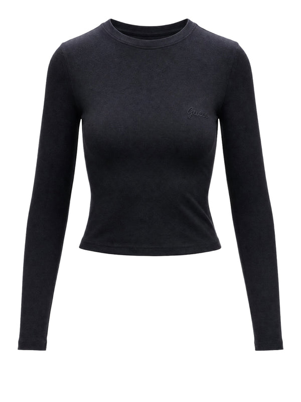 GUESS ATHLEISURE 1 USCITA Top Guess Logo Frontale Black