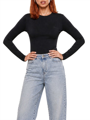 GUESS ATHLEISURE 1 USCITA Top Guess Logo Frontale Black