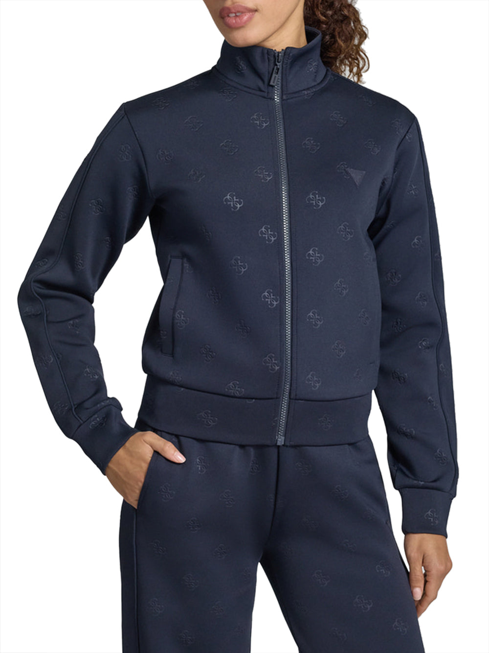 GUESS ATHLEISURE 1 USCITA Felpa Zip Guess Calista 4G All Over - Navy