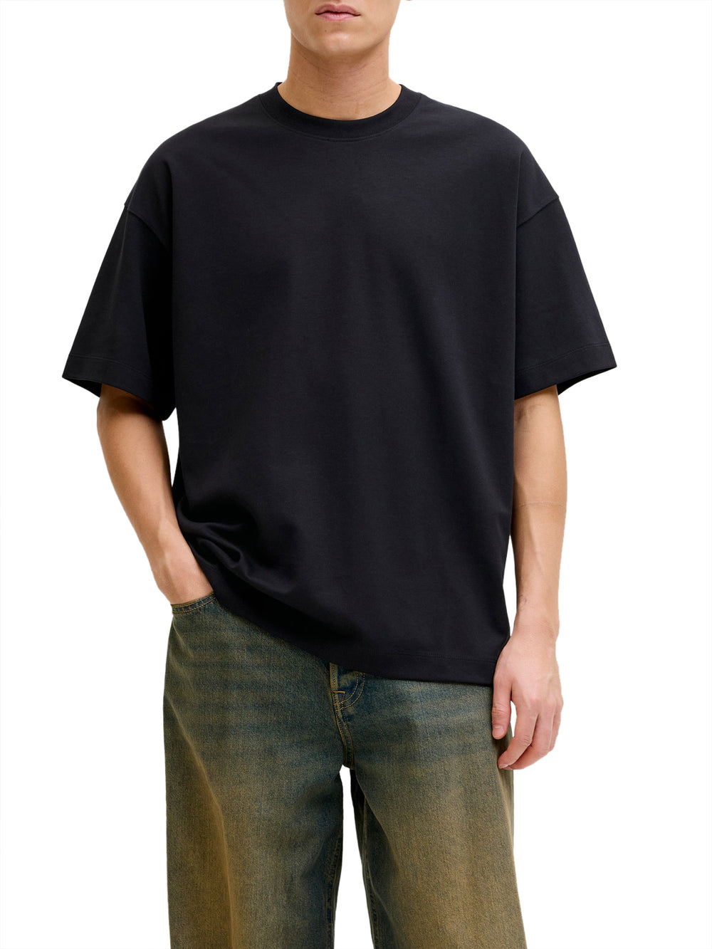 JACK&JONES ESSENTIALS T-Shirt Jack&Jones Tinta Unita Nero