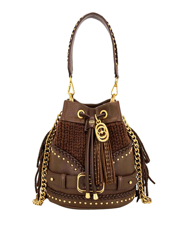 LA CARRIE Borsa Montgomery Bucket Pu Leather+Wool La Carrie - Marrone