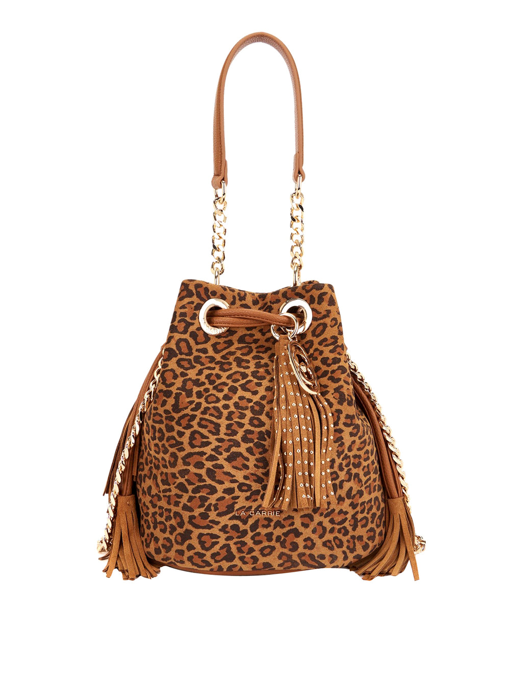 LA CARRIE Borsa Lio Bucket Suede Animalier La Carrie - Marrone