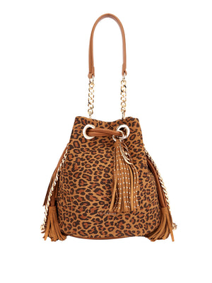 LA CARRIE Borsa Lio Bucket Suede Animalier La Carrie - Marrone